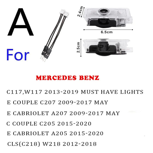2Pcs Led Car Door Welcome Light Logo Projector For Mercedes Benz W177 W213 W246 GLB GLC GLA GLS GLE1 W212 W205 AMG ML W166 W176